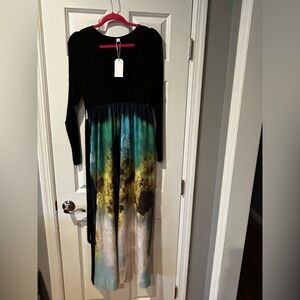 Elegant Black and Multicolor Maxi Dress